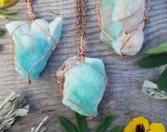 blue aragonite necklace