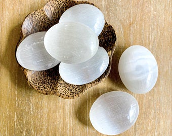 Selenite Palm Stones