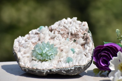 Green Apophyllite Flower Shaped Rare Mineral Specimen