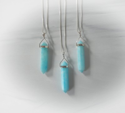 Blue Aragonite Pendant Necklace