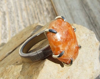 orange calcite ring
