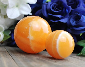 orange calcite spheres