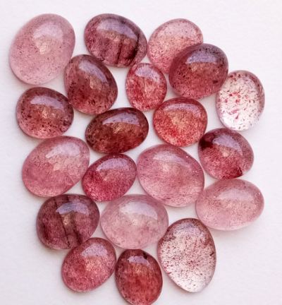 Natural Strawberry Quartz Plain Cabochons