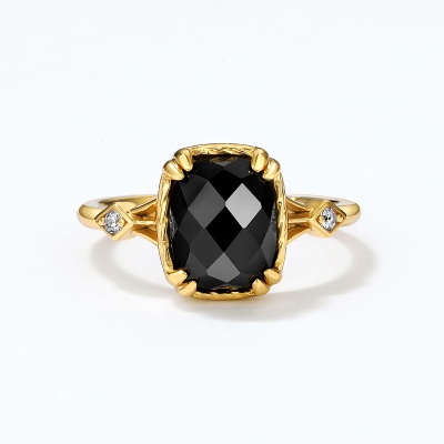 Natural Black Onyx Agate Ring