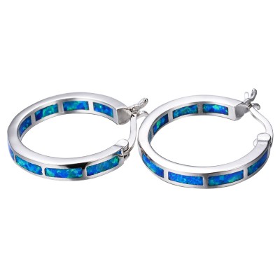 White Blue Green Opal Earrings