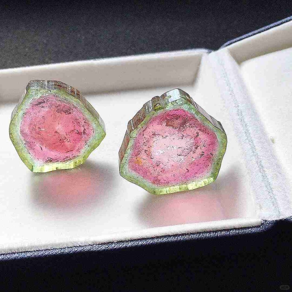 Our watermelon tourmaline pendants